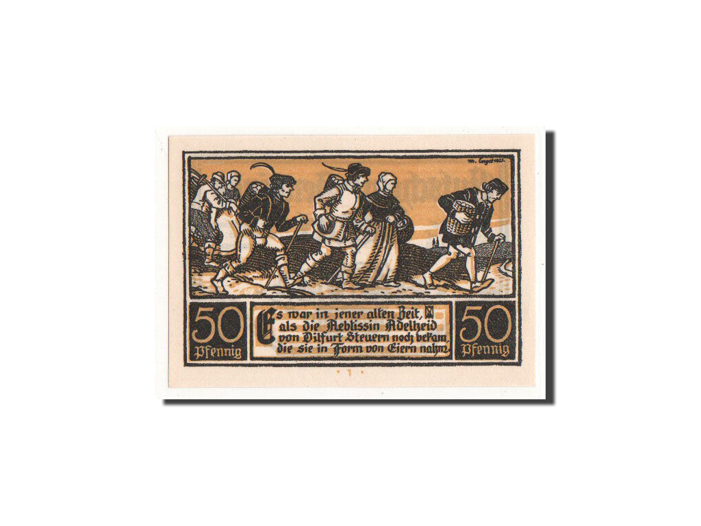 Biljet, Duitsland, Ditfurt Gemeinde, 50 Pfennig, personnage, 1921, 1921-07-01