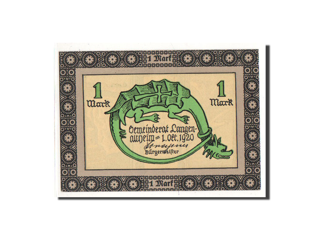 Geldschein, Deutschland, Langenaltheim, 1 Mark, falaise, 1920, 1920-10-01, UNZ
