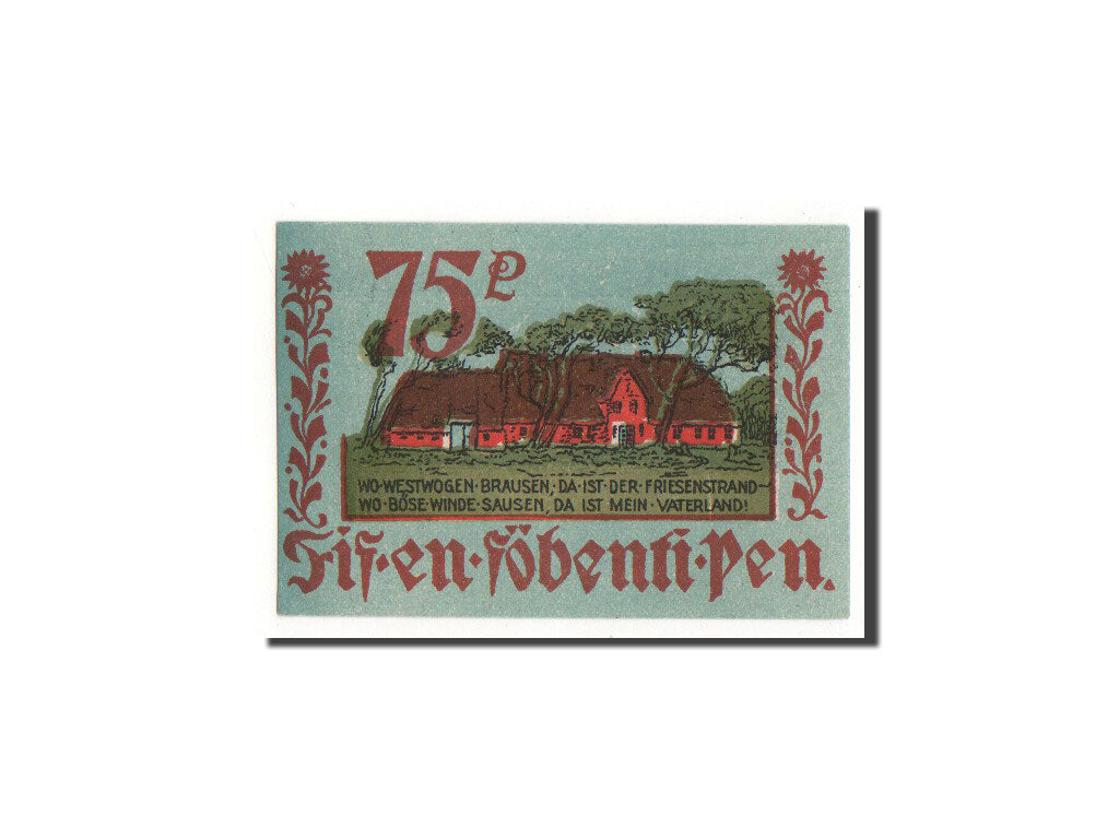 Banknote, Germany, Bordelum Gemeinde, 75 Pfennig, Maison, 1921, Undated