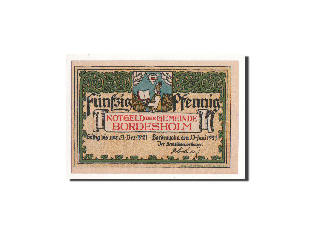 Billet, Allemagne, Bordesholm, 50 Pfennig, moine, 1921, 1921-06-30, NEUF