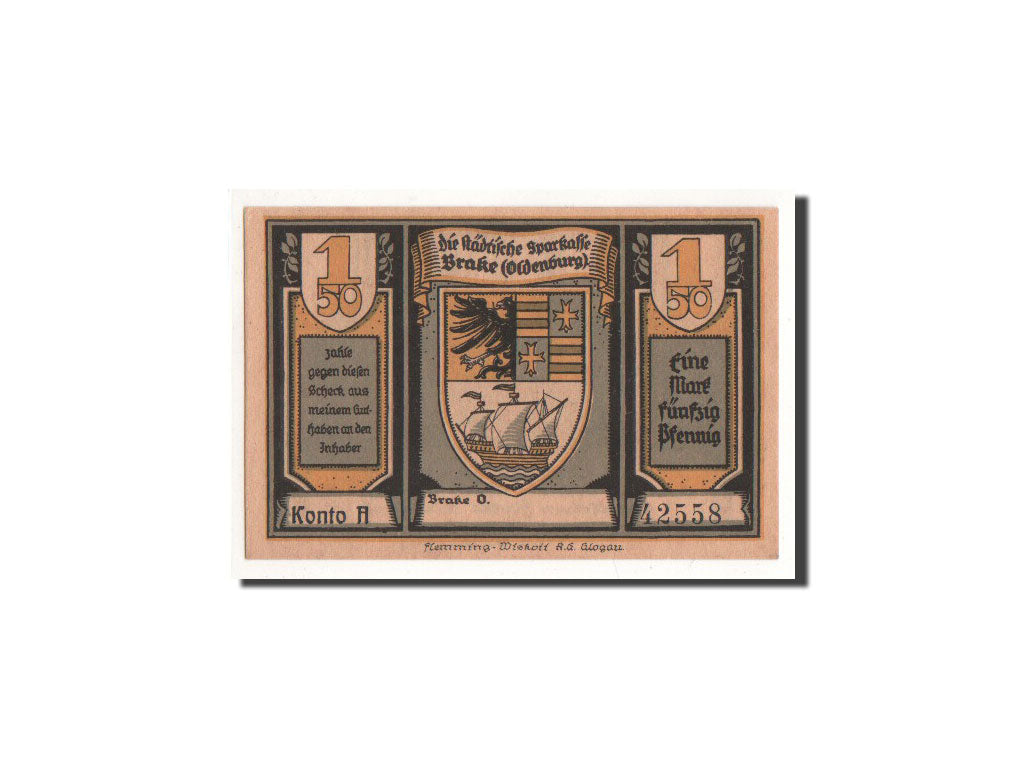 Biljet, Duitsland, Brake, 1.5 Mark, sépulture, O.D, Undated, NIEUW, Mehl:149.1a