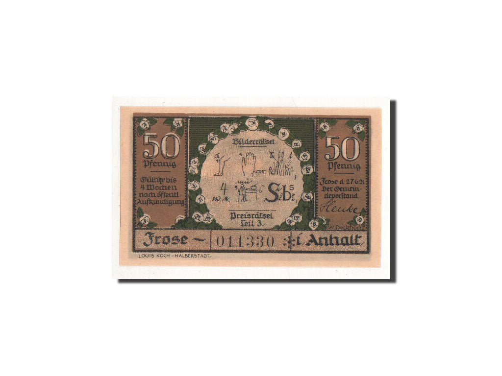 Biljet, Duitsland, Frose, 50 Pfennig, paysage, 1921, 1921-06-27, NIEUW