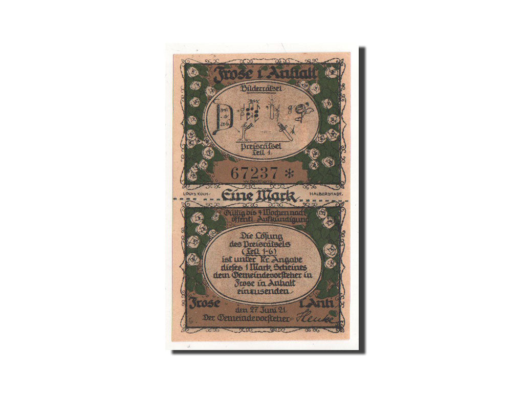 Billet, Allemagne, Frose, 50 Pfennig, symbole, 1921, 1921-06-27, NEUF