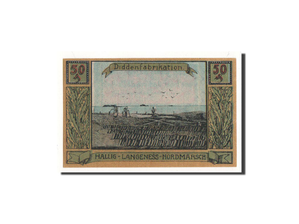 Billete, Alemania, Langeness Nordmarsch, 50 Pfennig, pêcheur, 1921, 1921-09-01