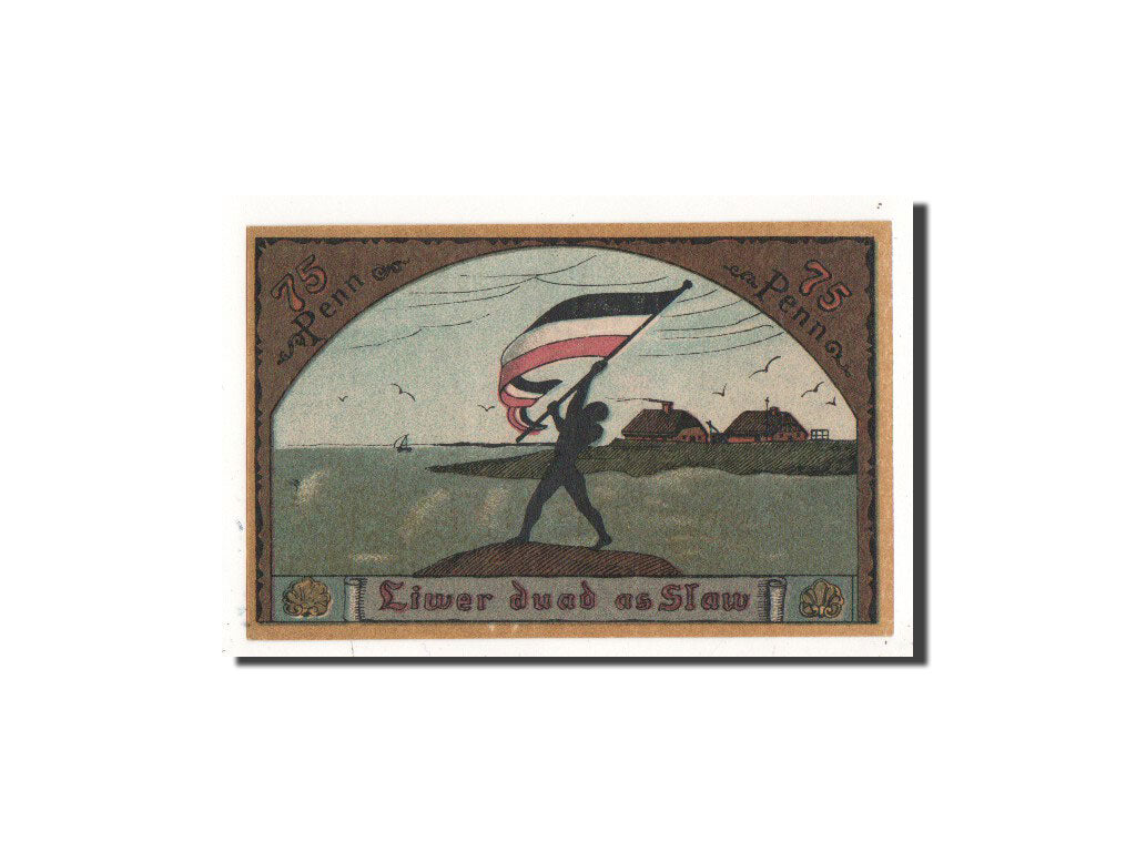 Banknot, Niemcy, Langeness Nordmarsch, 75 Pfennig, drapeau, 1921, 1921-09-01