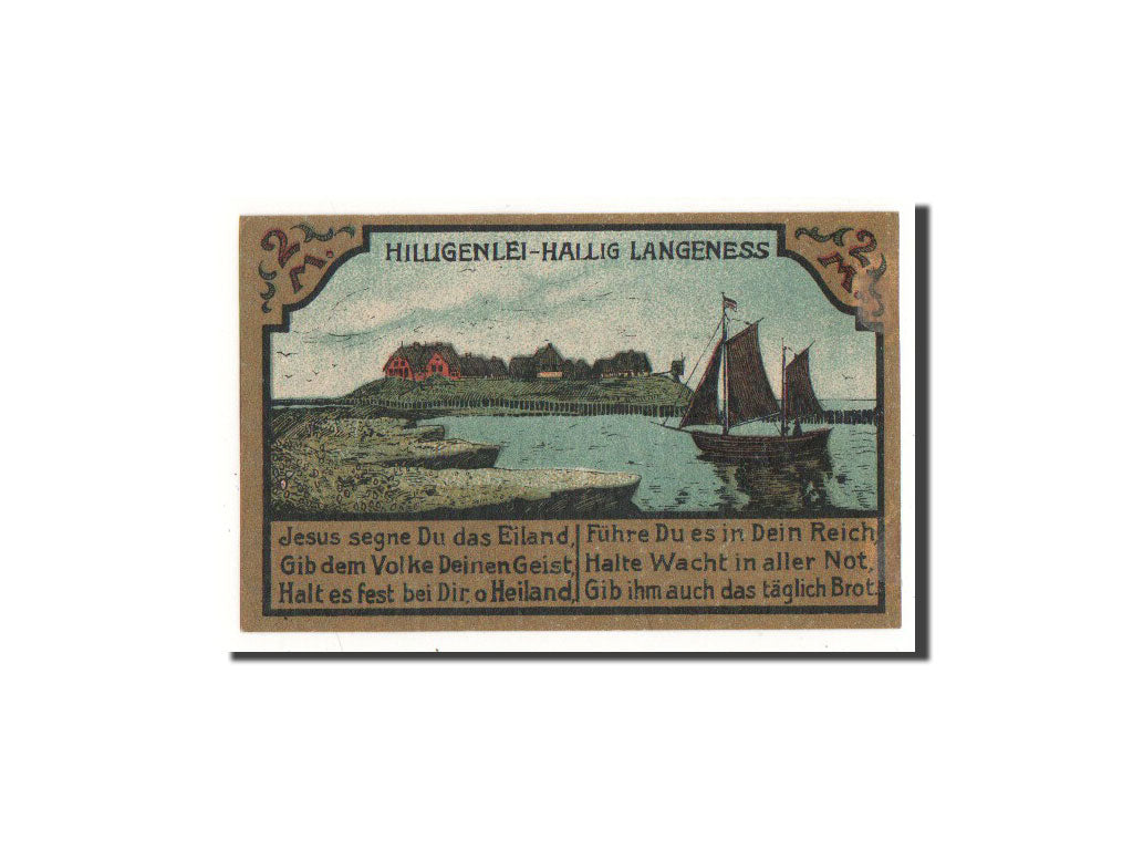 Billet, Allemagne, Langeness Nordmarsch, 2 Mark, paysage, 1921, 1921-09-01