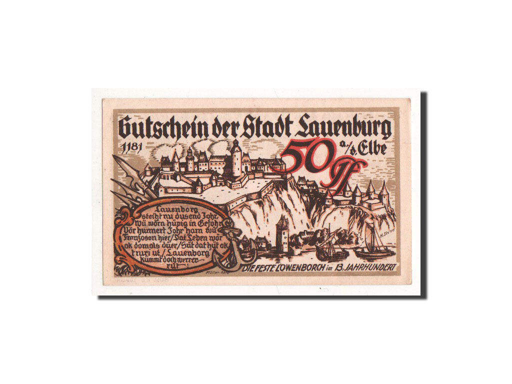 Banknote, Germany, Lauenburg a.d. Elbe, 50 Pfennig, Ville, 1921, 1921-07-01