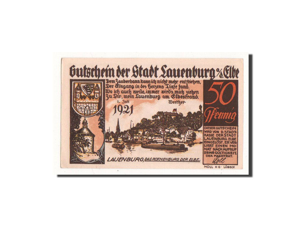 Banknote, Germany, Lauenburg a.d. Elbe, 50 Pfennig, Ville, 1921, 1921-07-01