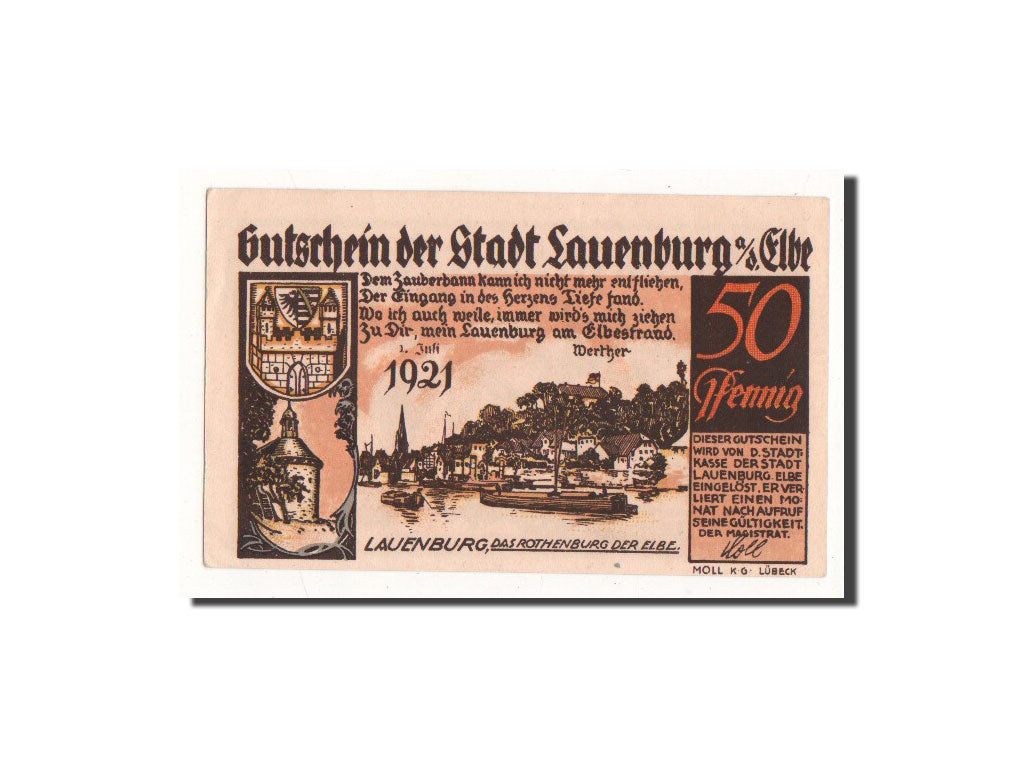 Banknote, Germany, Lauenburg a.d. Elbe, 50 Pfennig, paysage, 1921, 1921-07-01