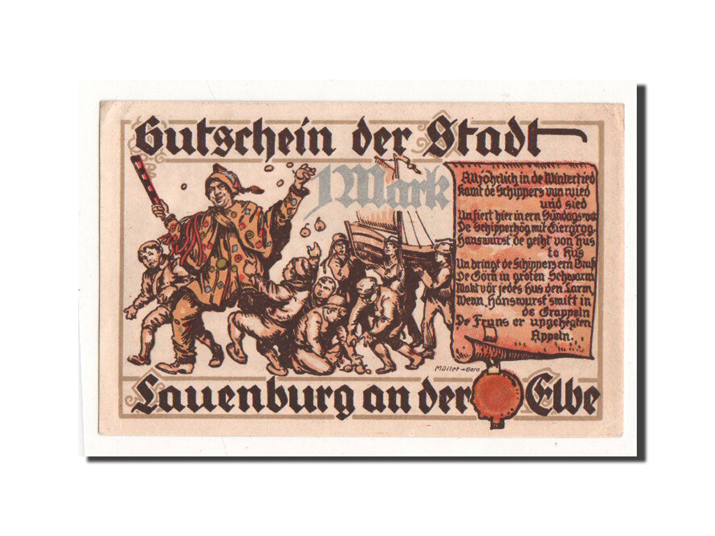 Banknote, Germany, Lauenburg a.d. Elbe, 1 Mark, personnage, 1921, 1921-07-01