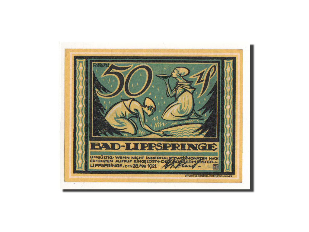 Billete, Alemania, Lippspringe, 50 Pfennig, sapin, 1921, 1921-05-28, UNC