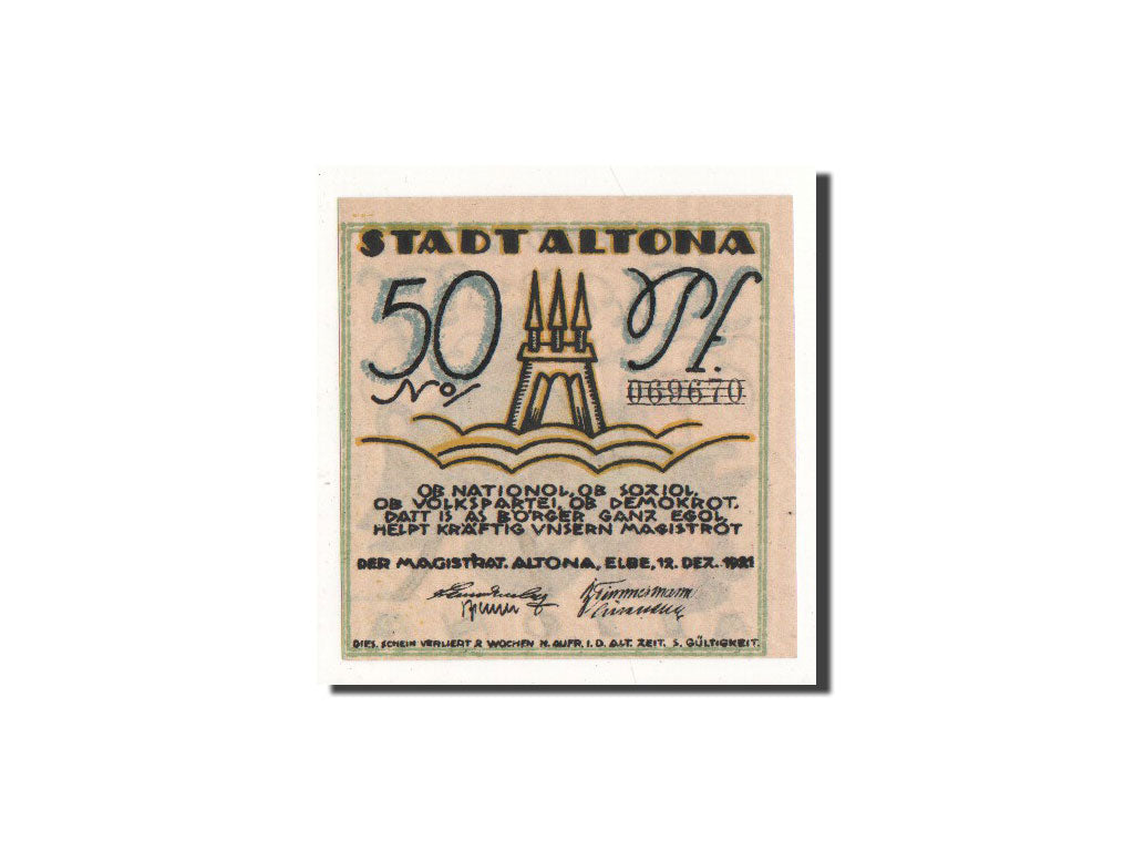 Banknote, Germany, Altona, 50 Pfennig, personnage 1, 1921, 1921-12-12