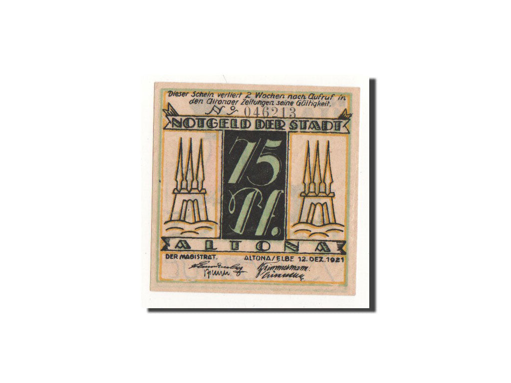 Geldschein, Deutschland, Altona, 75 Pfennig, personnage, 1921, 1921-12-12, UNZ