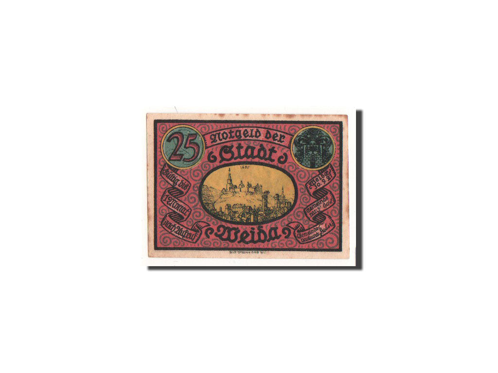 Biljet, Duitsland, Weida Stadt, 25 Pfennig, Ville, 1921, 1921-09-30, NIEUW