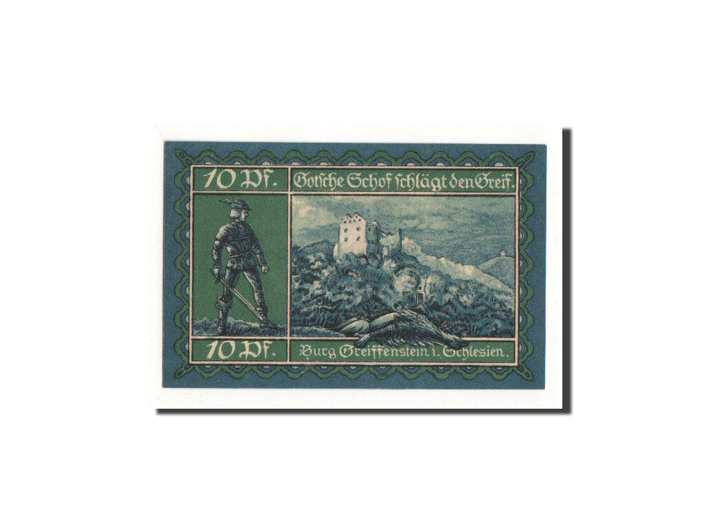 Banknote, Germany, Greiffenberg, 10 Pfennig, château, 1920, 1920-04-19
