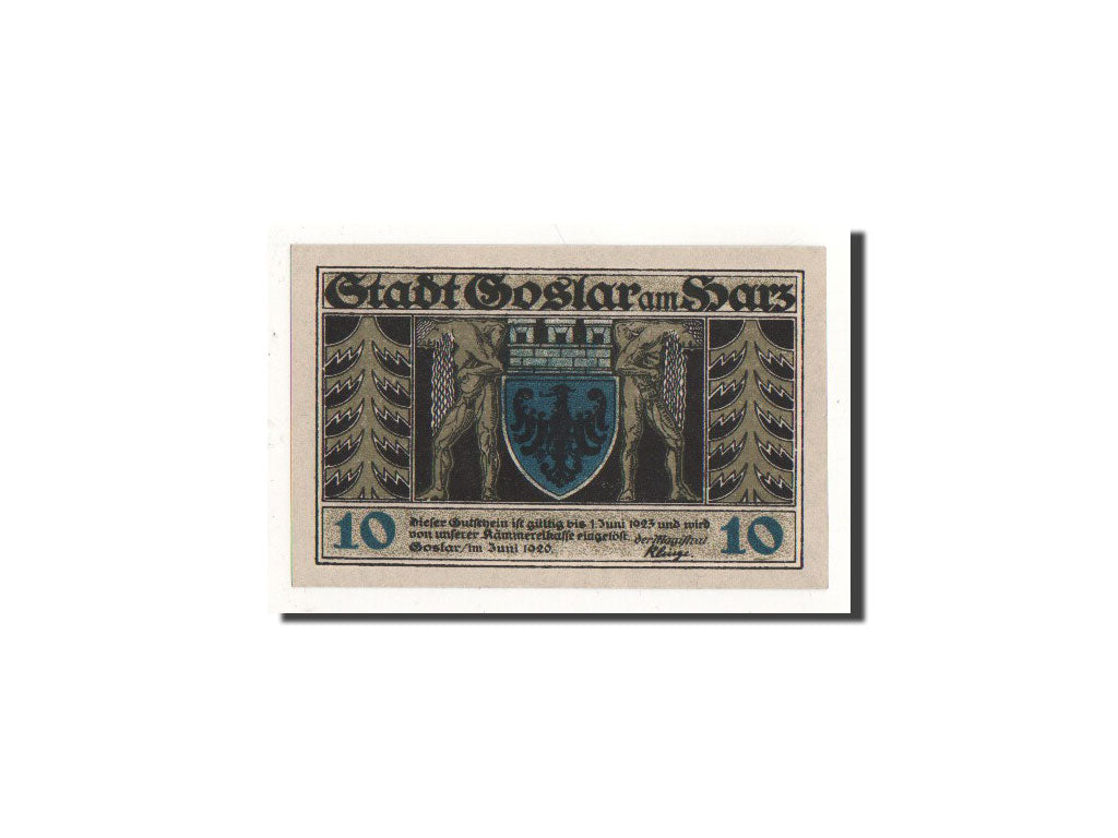 Geldschein, Deutschland, Goslar Stadt, 10 Pfennig, personnage, 1920, Undated
