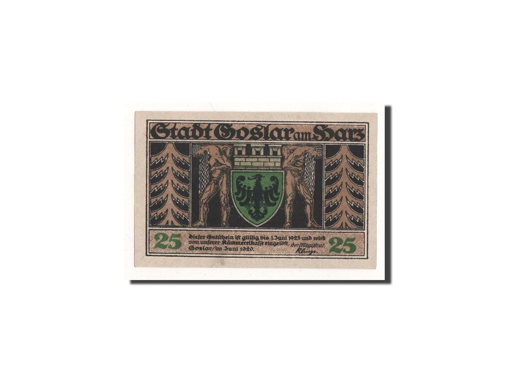 Geldschein, Deutschland, Goslar Stadt, 25 Pfennig, Eglise, 1920, Undated, UNZ