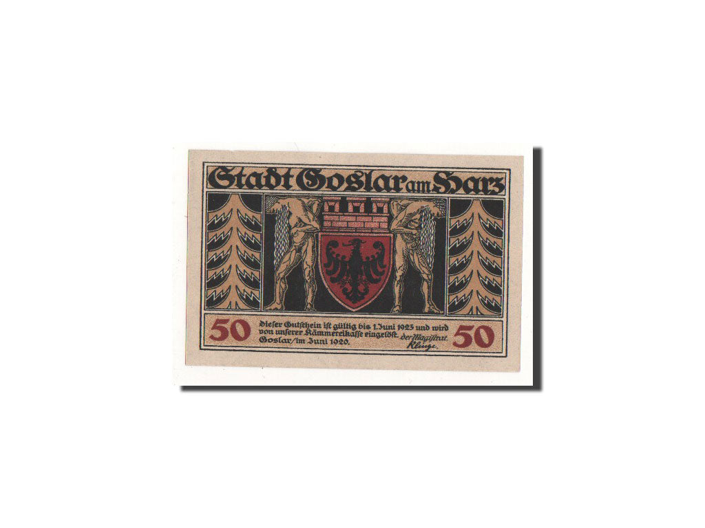 Billet, Allemagne, Goslar Stadt, 50 Pfennig, Maison, 1920, Undated, NEUF