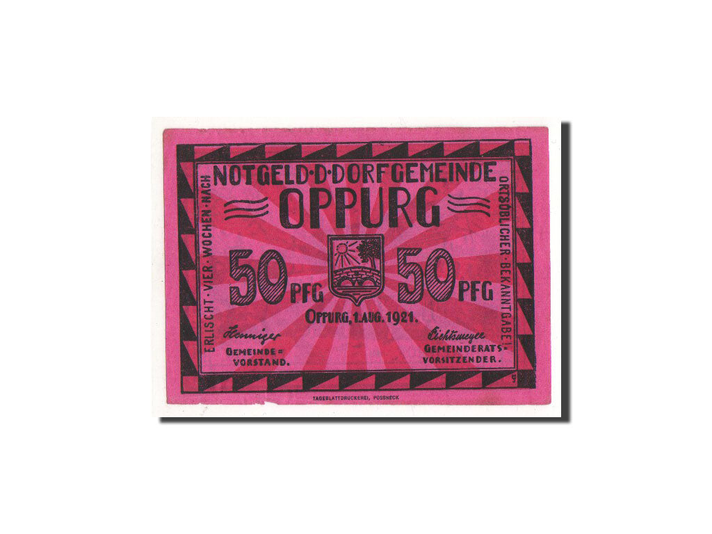 Billet, Allemagne, Oppurg, 50 Pfennig, Maison, 1921, 1921-08-01, NEUF