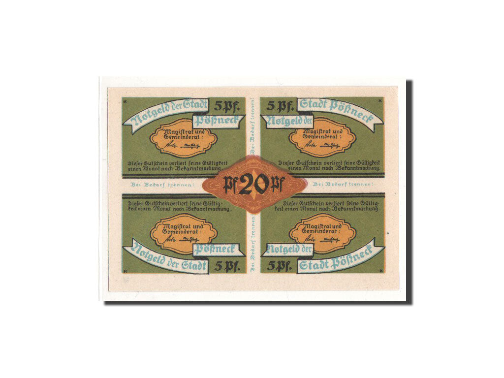 Banknote, Germany, Possneck, 20 Pfennig, Objets, O.D, Undated, UNC(65-70)
