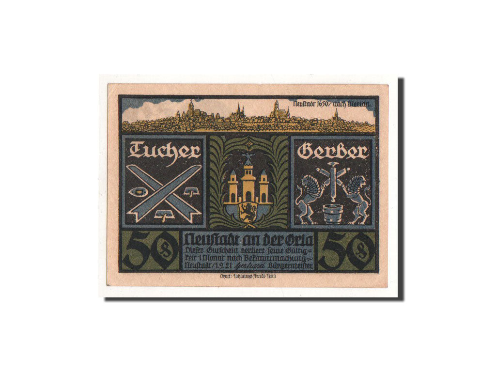 Banknote, Germany, Neustadt a.d Orla Stadt, 50 Pfennig, enfants, 1921