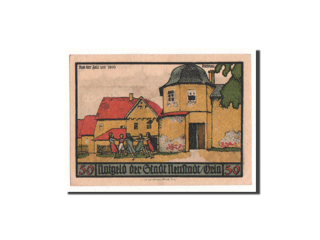 Banknote, Germany, Neustadt a.d Orla Stadt, 50 Pfennig, enfants, 1921