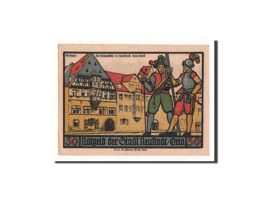 Billete, Alemania, Neustadt a.d Orla Stadt, 50 Pfennig, personnage 1, 1921