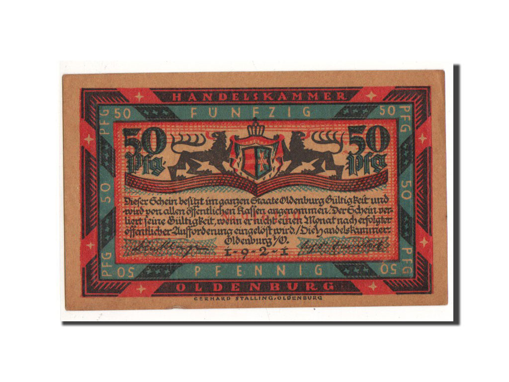 Billete, Alemania, Oldenburg, 50 Pfennig, cavalier, 1921, Undated, UNC