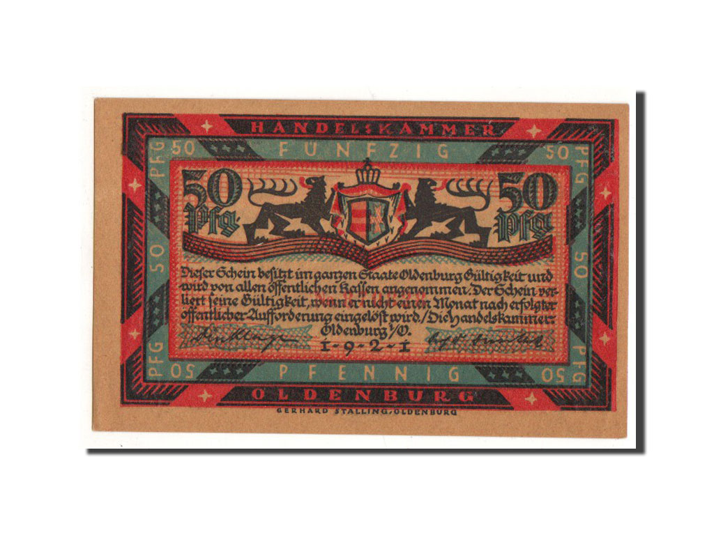 Billete, Alemania, Oldenburg, 50 Pfennig, paysage, 1921, Undated, UNC