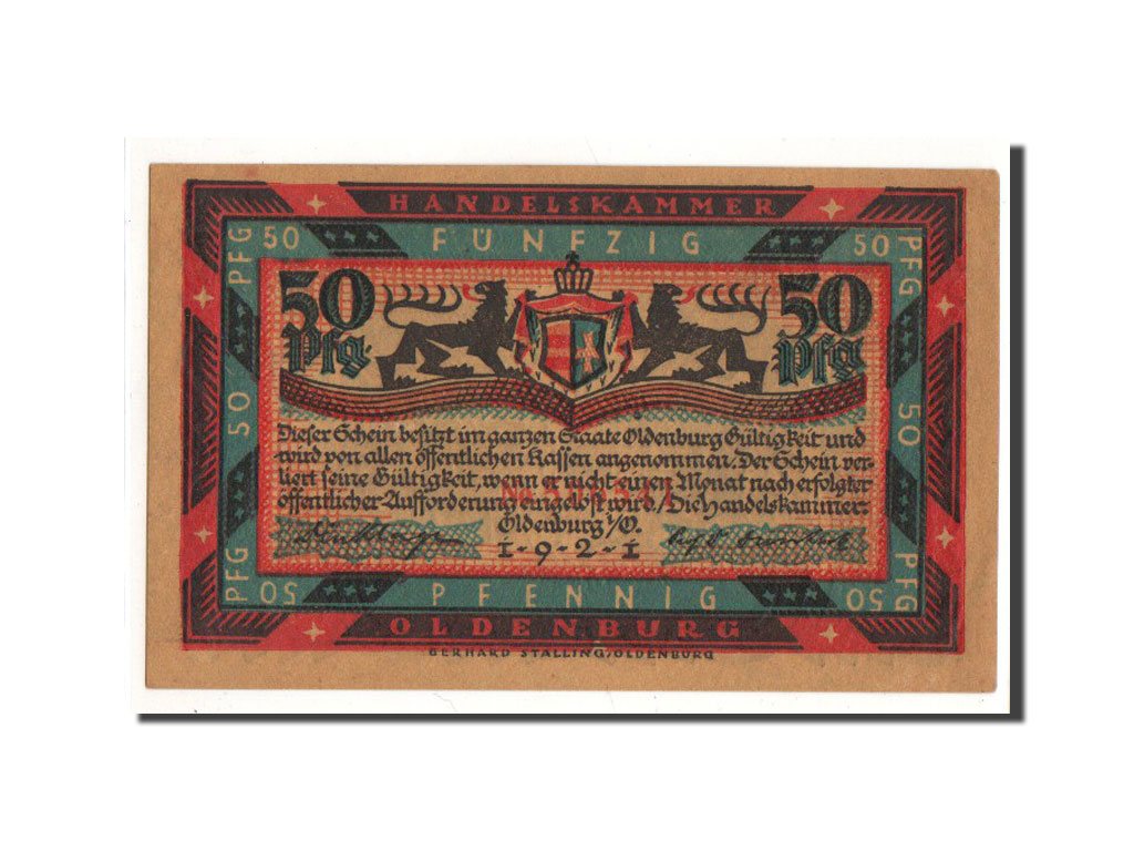 Banknote, Germany, Oldenburg, 50 Pfennig, personnage, 1921, Undated, UNC(65-70)