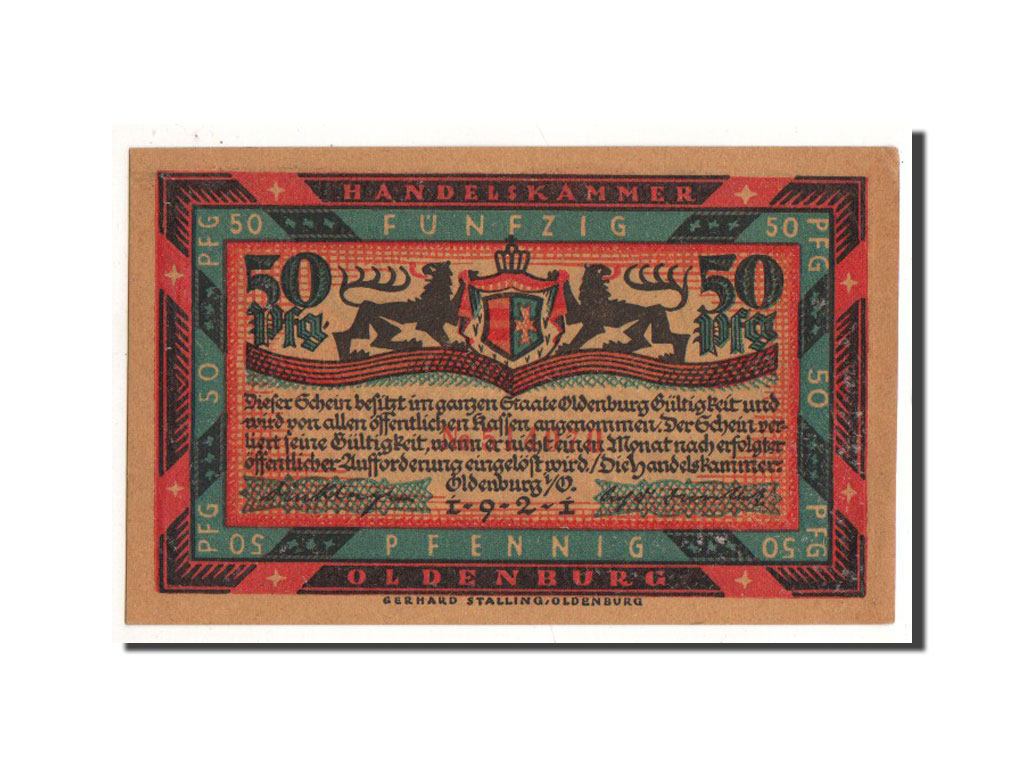 Banknote, Germany, Oldenburg, 50 Pfennig, tempête, 1921, Undated, UNC(65-70)