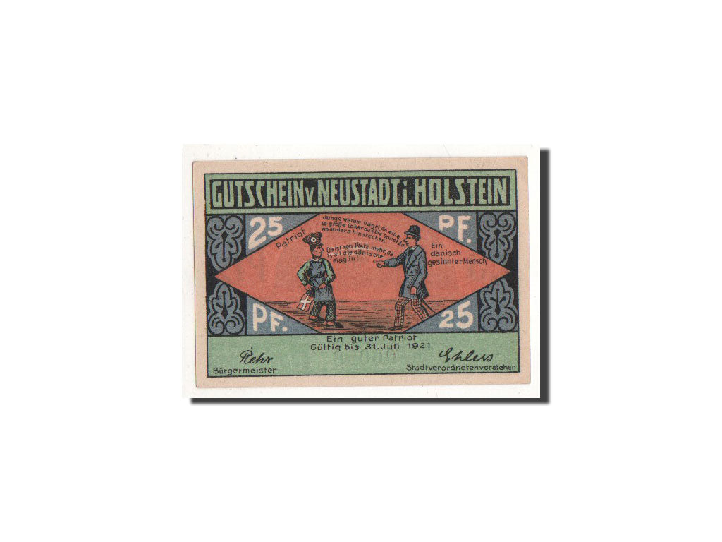 Billete, Alemania, Neustadt i. Holstein Stadt, 25 Pfennig, Eglise, O.D, Undated