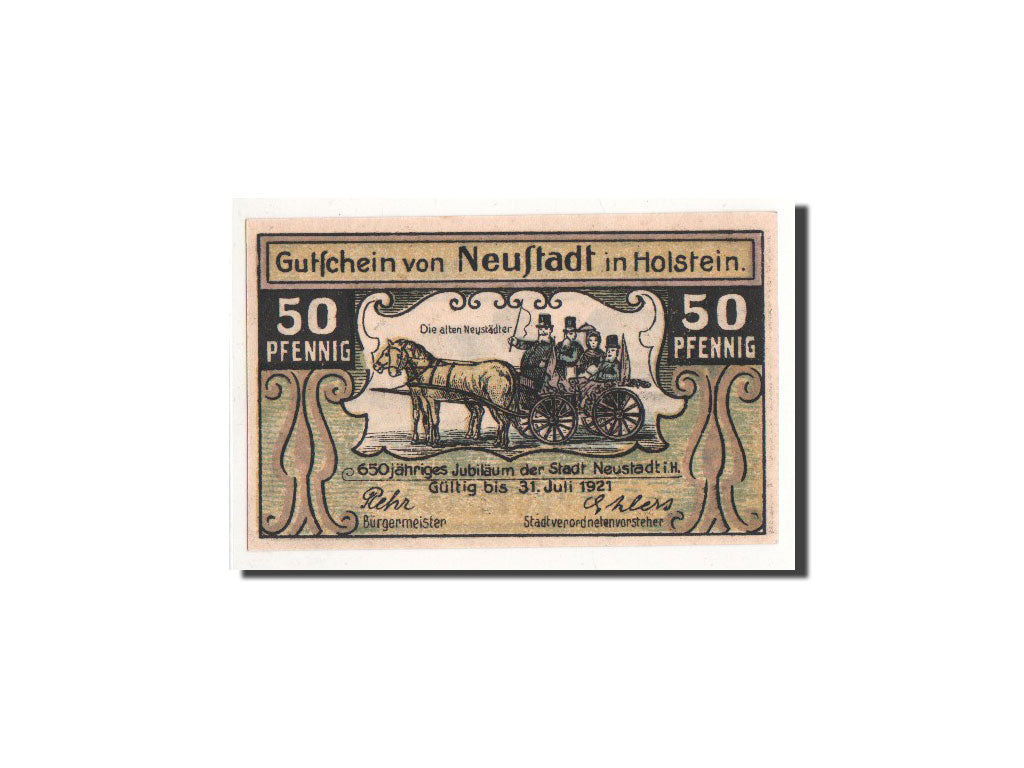 Billete, Alemania, Neustadt i. Holstein Stadt, 50 Pfennig, bateau, O.D, Undated