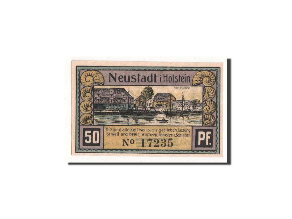 Billete, Alemania, Neustadt i. Holstein Stadt, 50 Pfennig, bateau, O.D, Undated