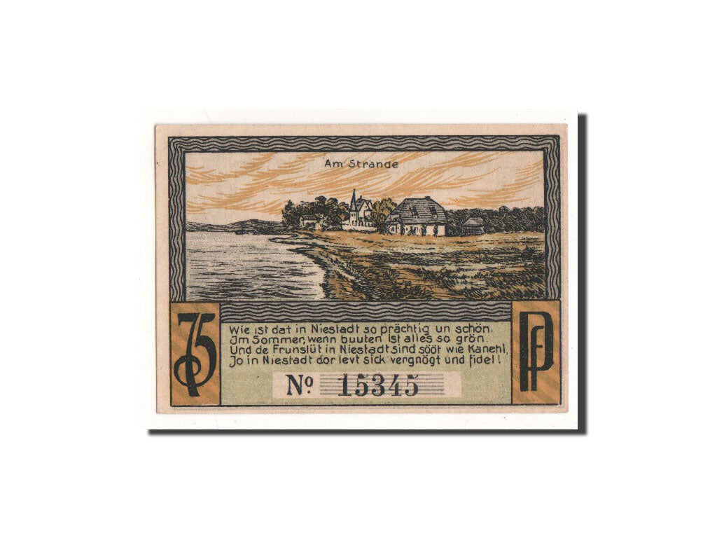 Banknote, Germany, Neustadt i. Holstein Stadt, 75 Pfennig, paysage, O.D