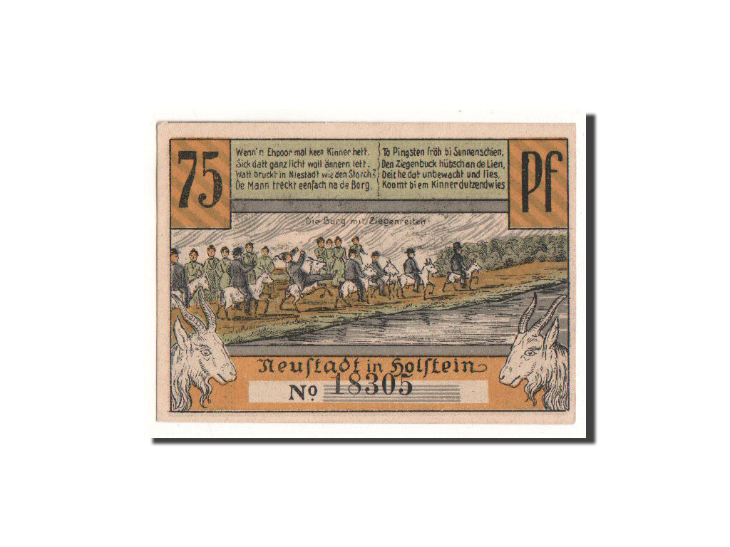 Billete, Alemania, Neustadt i. Holstein Stadt, 75 Pfennig, personnage, O.D