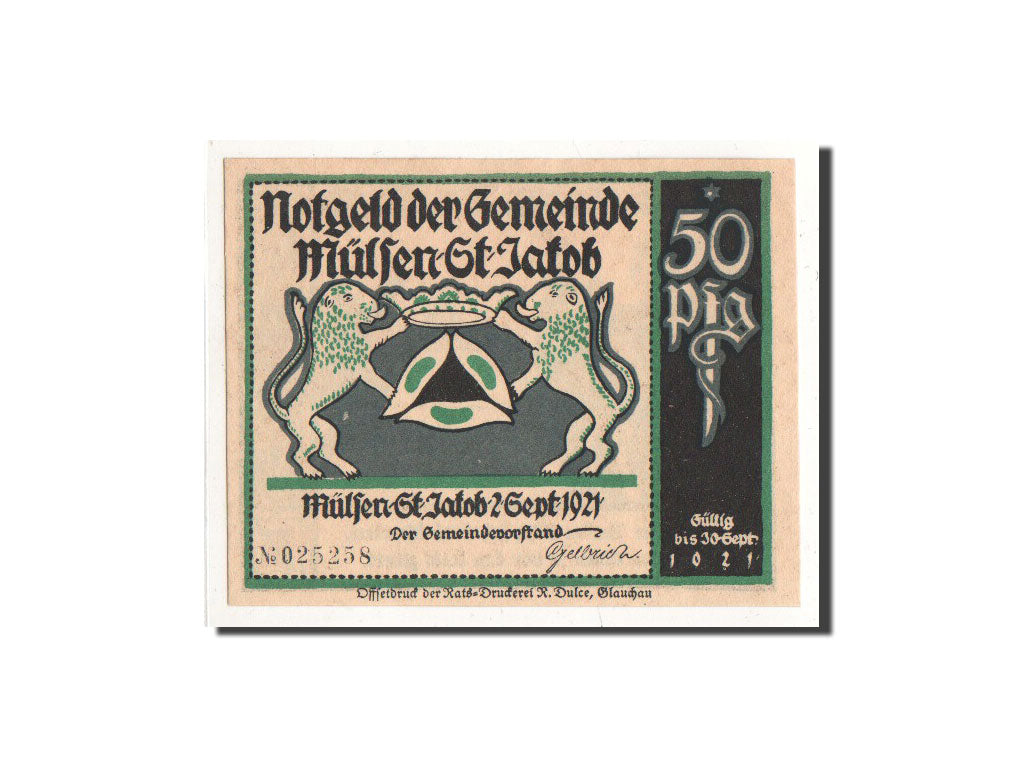 Banknote, Germany, Mülsen St Jacob, 50 Pfennig, personnage 3, 1921, 1921-09-02