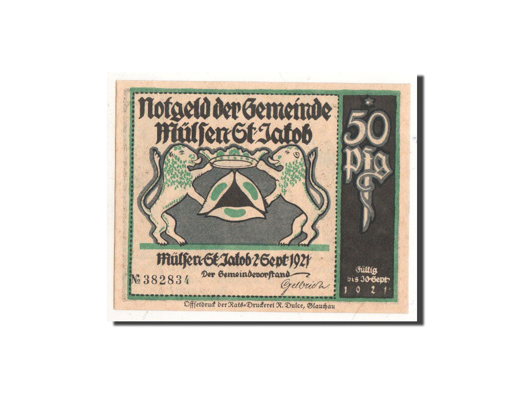 Banknote, Germany, Mülsen St Jacob, 50 Pfennig, personnage 4, 1921, 1921-09-02