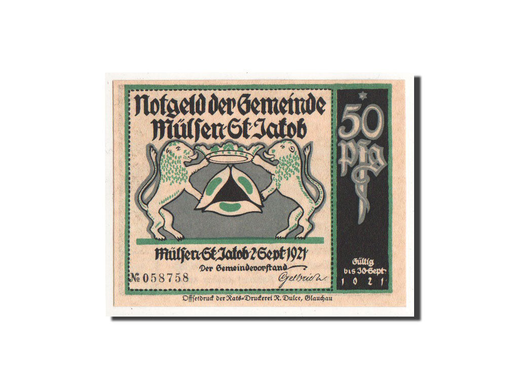 Banknote, Germany, Mülsen St Jacob, 50 Pfennig, personnage 6, 1921, 1921-09-02