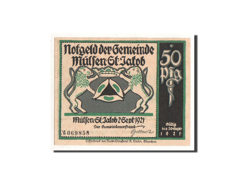 Banknote, Germany, Mülsen St Jacob, 50 Pfennig, personnage 7, 1921, 1921-09-02
