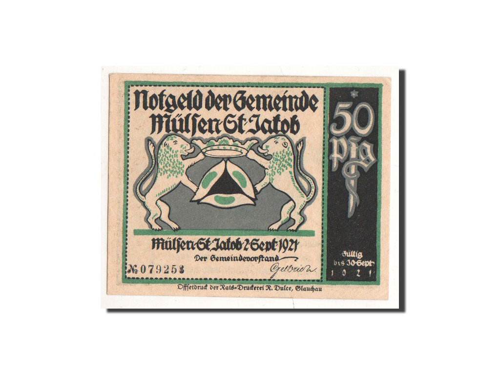 Banknote, Germany, Mülsen St Jacob, 50 Pfennig, personnage 8, 1921, 1921-09-02