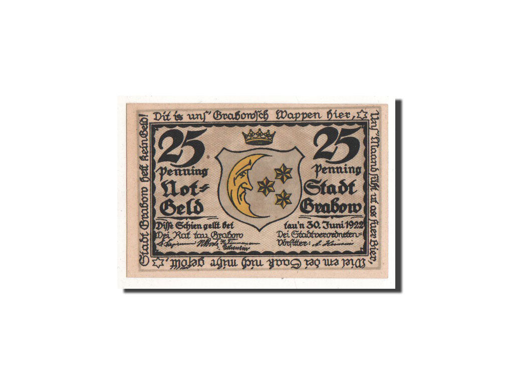 Banknote, Germany, Grabow, 25 Pfennig, personnage, O.D, Undated, UNC(65-70)