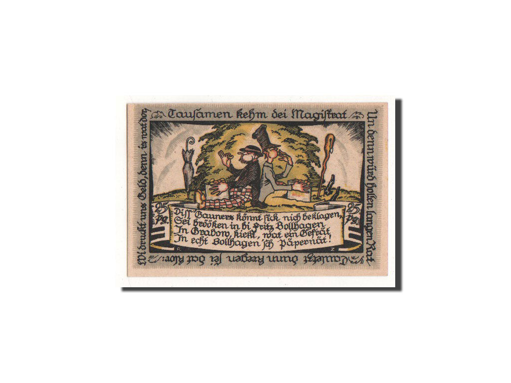 Banknote, Germany, Grabow, 25 Pfennig, personnage, O.D, Undated, UNC(65-70)