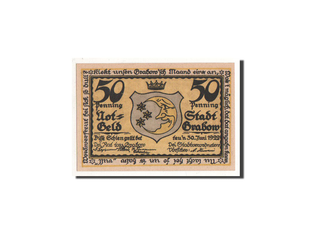 Billete, Alemania, Grabow, 50 Pfennig, personnage, O.D, Undated, UNC, Mehl:460.2