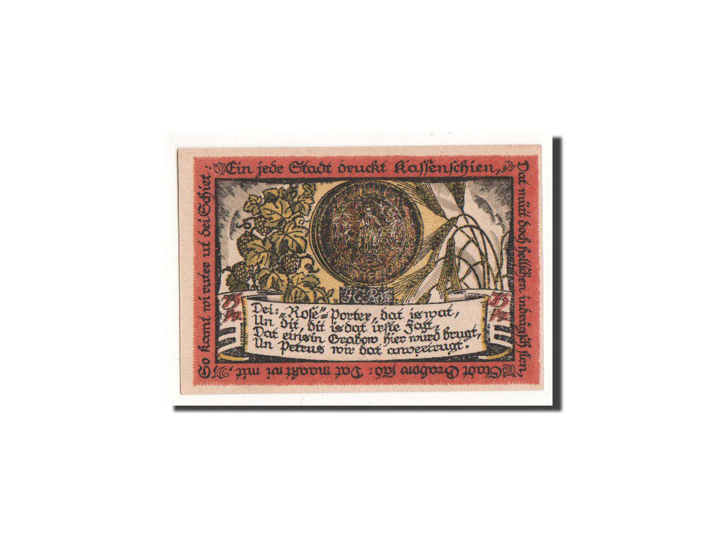 Billete, Alemania, Grabow, 75 Pfennig, personnage, O.D, Undated, UNC, Mehl:460.2