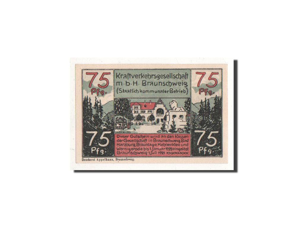 Billete, Alemania, Braunschweig, 75 Pfennig, statue, 1921, 1921-07-01, UNC