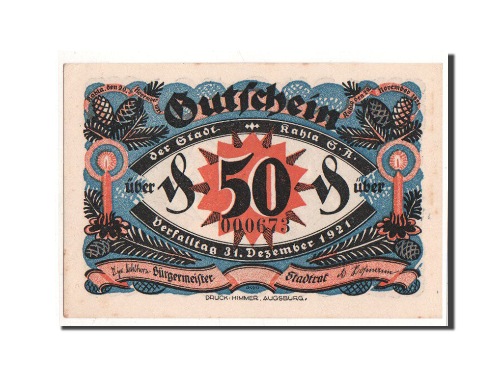 Banknote, Germany, Kahla, 50 Pfennig, Jésus 1, 1921, 1921-11-20, UNC(65-70)