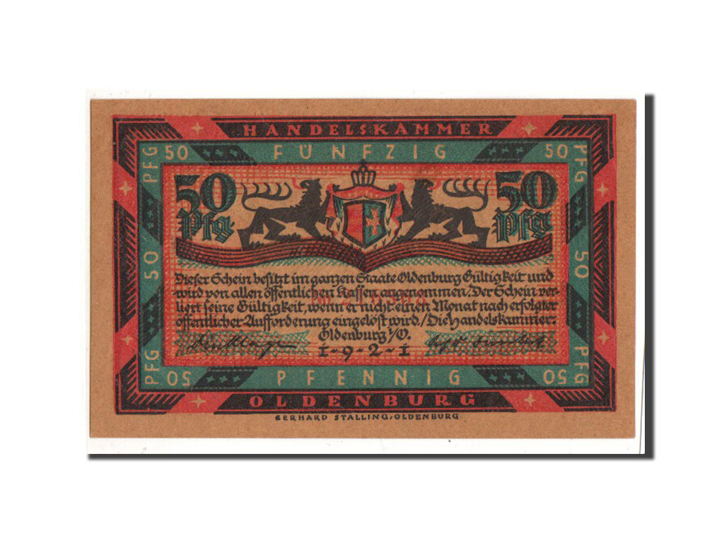 Banknote, Germany, Oldenburg, 50 Pfennig, tempête, 1921, Undated, UNC(65-70)