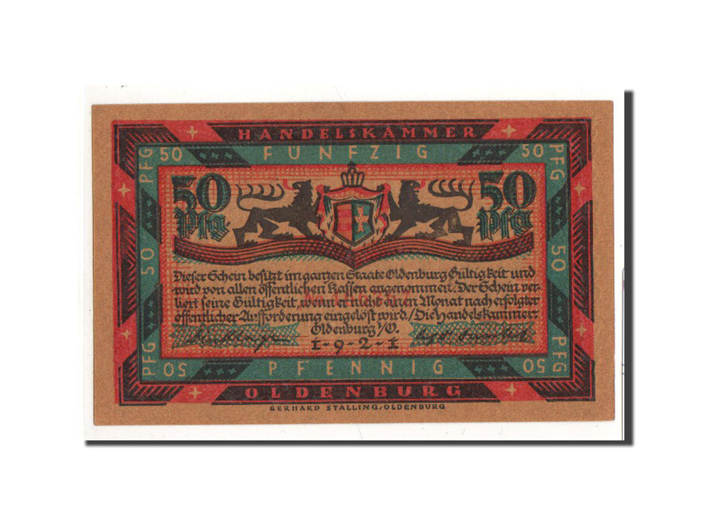 Banknote, Germany, Oldenburg, 50 Pfennig, cheval, 1921, Undated, UNC(65-70)