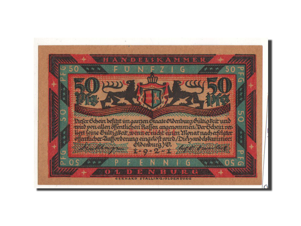 Billete, Alemania, Oldenburg, 50 Pfennig, cavalier, 1921, Undated, UNC